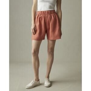 American Giant Linen Short Medium Pull On Flowy Airy Summer Casual Coastal Beach